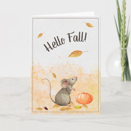 hallo Herfst Cute Mouse Kaart (Voorkant)