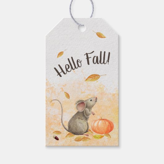 hallo Herfst Cute Mouse Thanksgiving Business Cadeaulabel (Voorkant)