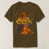 hallo Herfst Dachshund Dog in zonnebloemen laat de T-shirt (Design voorkant)