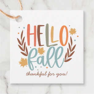 Hallo Herfst dankbaar voor je cadeau gunst tags Bedankjes Labels