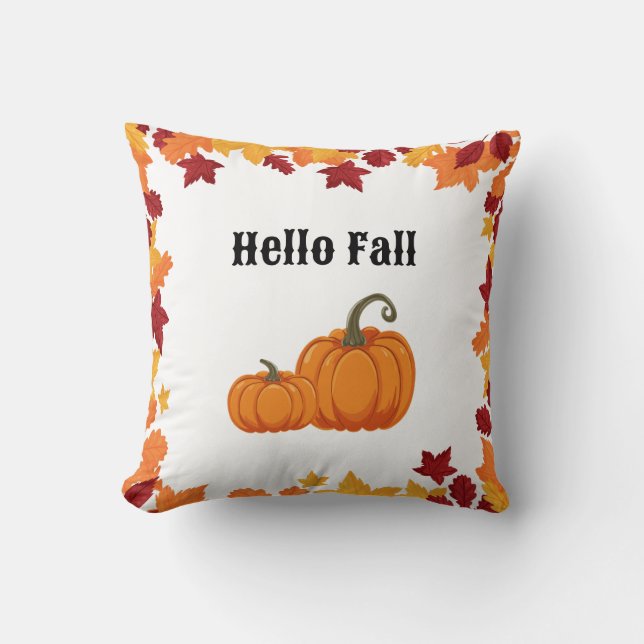Hallo Herfst Design met pompoenen en herfstbladere Kussen (Voorkant)
