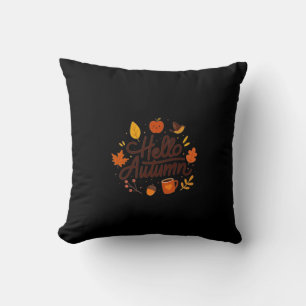 Hallo Herfst Donkere Esthetische Pompoen & Blader Kussen