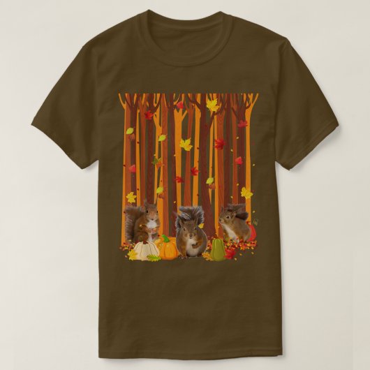 hallo herfst Eekhoorn Maple Leaf Herfst Pumpkin Ma T-shirt (Design voorkant)