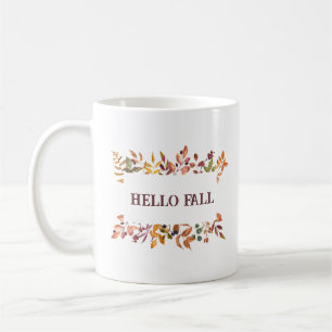 Hallo Herfst Elegante Herfstbladeren Rustieke Boer Koffiemok