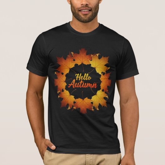 Hallo Herfst Esdoornblad Krans T-shirt (Voorkant)