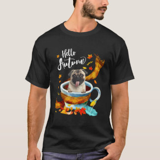 Hallo Herfst Fawn Pug Dog Autumn Coffee T-shirt