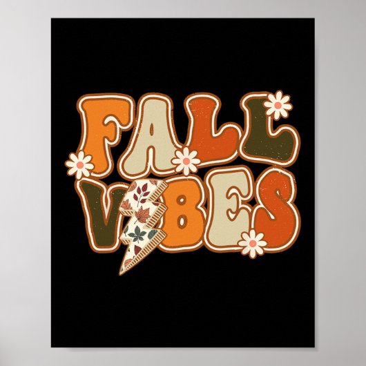 Hallo Herfst Floral Groovy Herfst Vibes herfst Poster (Voorkant)