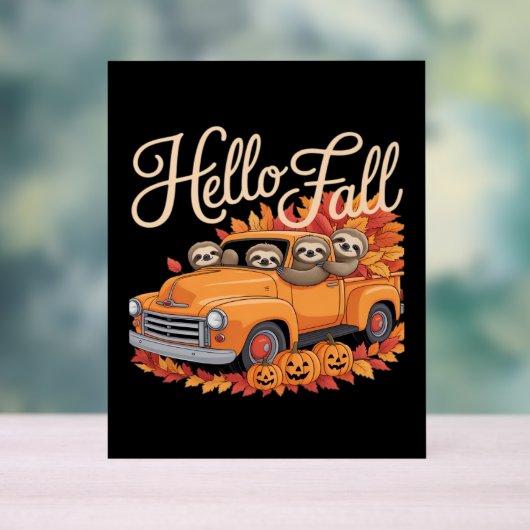 Hallo Herfst Funny Sloth Halloween pompoen Classic Acryl Bord (Neutraal)