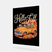 Hallo Herfst Funny Sloth Halloween pompoen Classic Acryl Bord (Hoek)