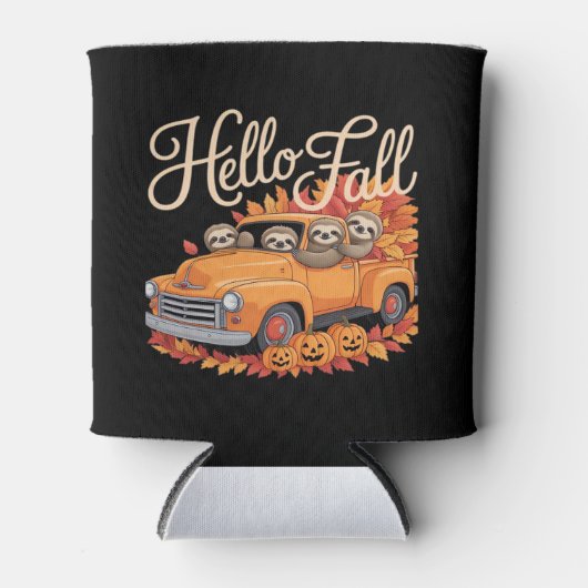 Hallo Herfst Funny Sloth Halloween pompoen Classic Blikjeskoeler (Voorkant)