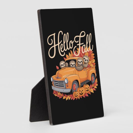 Hallo Herfst Funny Sloth Halloween pompoen Classic Fotoplaat (Zijkant)