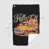 Hallo Herfst Funny Sloth Halloween pompoen Classic Golfhanddoek (Insitu)