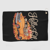 Hallo Herfst Funny Sloth Halloween pompoen Classic Golfhanddoek (Horizontaal)