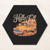 Hallo Herfst Funny Sloth Halloween pompoen Classic Kartonnen Onderzetters (Voorkant)