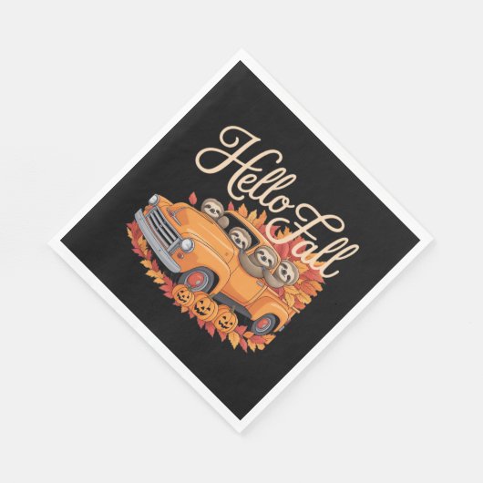 Hallo Herfst Funny Sloth Halloween pompoen Classic Servet (Hoek)