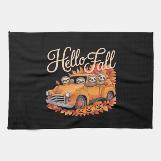 Hallo Herfst Funny Sloth Halloween pompoen Classic Theedoek (Horizontaal)