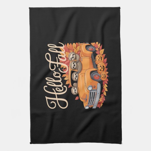 Hallo Herfst Funny Sloth Halloween pompoen Classic Theedoek (Verticaal)