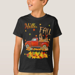 hallo Herfst German Shepherd Leaf Autumn Red Truck T-shirt