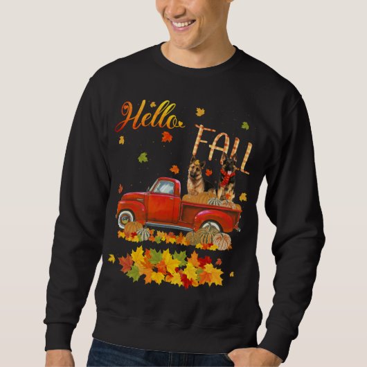 hallo Herfst German Shepherd Leaf Autumn Red Truck Trui (Voorkant)