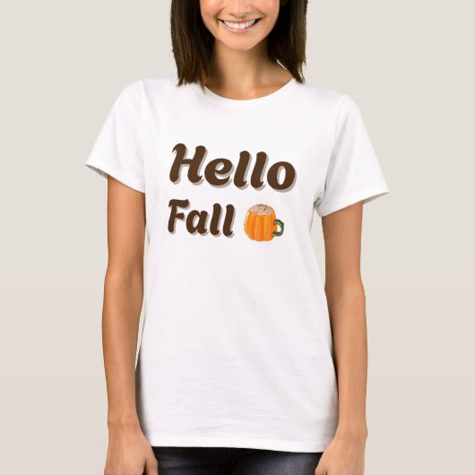 Hallo Herfst - Gezellig koffie herfstontwerp T-shirt (Voorkant)
