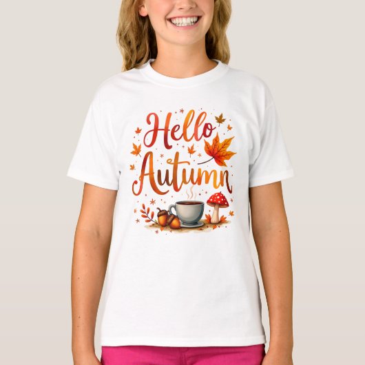 Hallo Herfst, gezellige nostalgie T-shirt (Voorkant)
