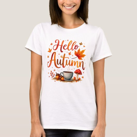 Hallo Herfst, gezellige nostalgie T-shirt (Voorkant)