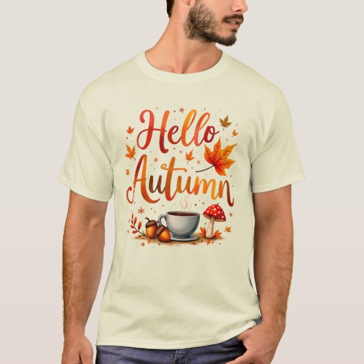 Hallo Herfst, gezellige nostalgie T-shirt (Voorkant)
