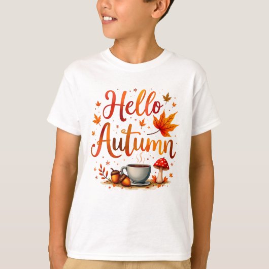 Hallo Herfst, gezellige nostalgie T-shirt (Voorkant)