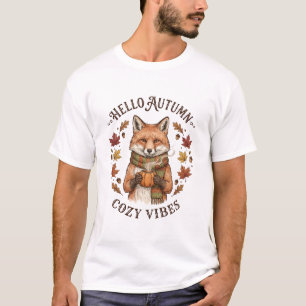 Hallo Herfst Gezellige Sfeer - Vintage Vos met Pom T-shirt