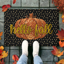 hallo Herfst Glitter Pumpkin + Metallic Gold & Bla Deurmat