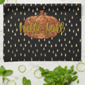 hallo Herfst Glitter Pumpkin + Metallic Gold & Bla Theedoek (Gevouwen)