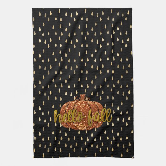 hallo Herfst Glitter Pumpkin + Metallic Gold & Bla Theedoek (Verticaal)