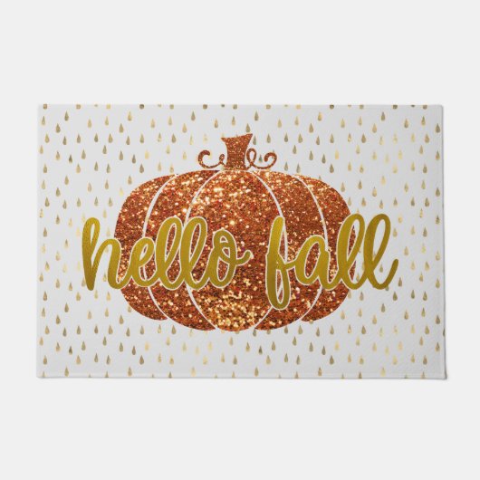hallo Herfst Glitter Pumpkin + Metallic Gold & Whi Deurmat (Voorkant)