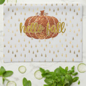 hallo Herfst Glitter Pumpkin + Metallic Gold & Whi Theedoek (Gevouwen)