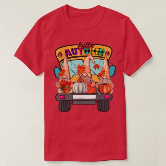 hallo herfst gnomen pompoenen van Truck vallen dan T-shirt (Design voorkant)