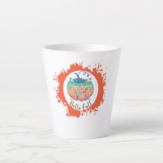 Hallo Herfst - grillig pompoenontwerp Latte Mok (Voorkant)