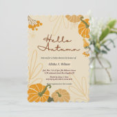 Hallo herfst herfst babyshower verjaardagsfeestje kaart (Staand voorkant)