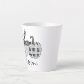 Hallo Herfst Herfst Buffalo Plaid Pompoen Latte Mok (Voorkant)