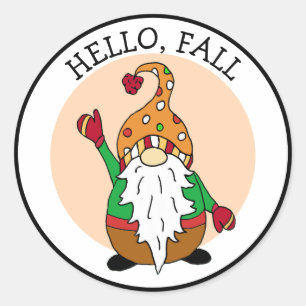 hallo, Herfst, herfst Gnome Ronde Sticker