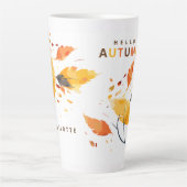 Hallo Herfst Herfst in liefde Waterverf vertrekt Latte Mok (Voorkant)