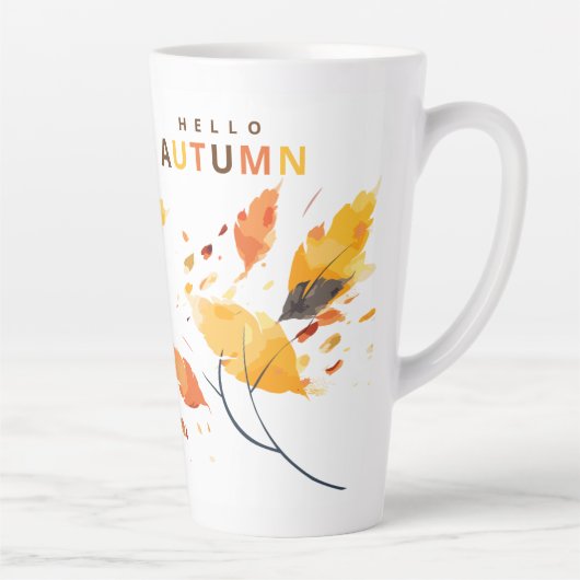 Hallo Herfst Herfst in liefde Waterverf vertrekt Latte Mok (Rechts)