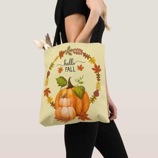 Hallo Herfst herfst laat pompoenen helemaal over Tote Bag (Dichtbij)