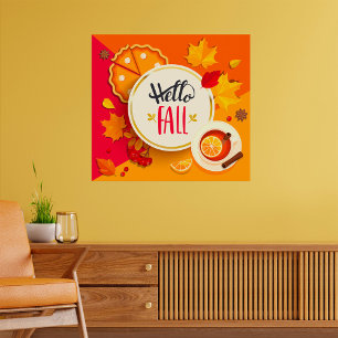 hallo Herfst herfst lekt en Drink Poster