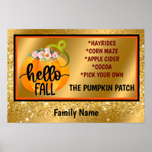 hallo Herfst herfst Pas Tekst en Kleur aan Poster