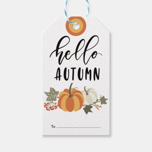hallo Herfst, herfst Pumpkin Theme Gift Labels Cadeaulabel (Voorkant)