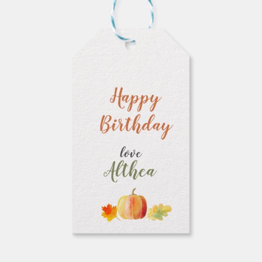 hallo Herfst, herfst Pumpkin Theme Gift Labels Cadeaulabel (Achterkant)