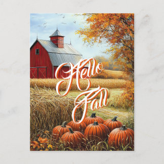 Hallo Herfst Herfst Thanksgiving Plattelandsschuur Briefkaart