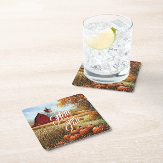 Hallo Herfst Herfst Thanksgiving Plattelandsschuur Kartonnen Onderzetters (Insitu)