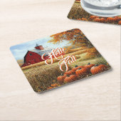 Hallo Herfst Herfst Thanksgiving Plattelandsschuur Kartonnen Onderzetters (Schuin)