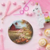 Hallo Herfst Herfst Thanksgiving Plattelandsschuur Papieren Bordje (Feest)